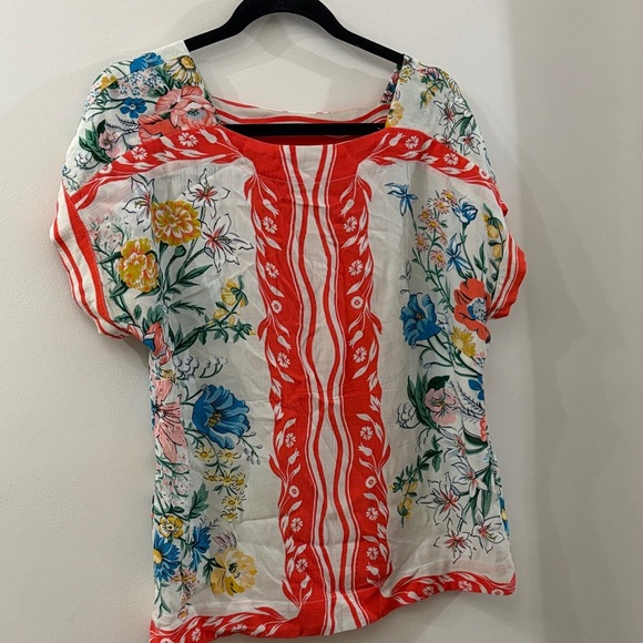 Maeve by Anthropologie White Boxy floralEmbellished Blouse - small - Picture 1 of 5